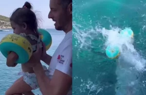 Σάλος: Πέταξε κοριτσάκι στη θάλασσα από γιοτ, αλλά της έφυγαν τα μπρατσάκια και χάθηκε στο νερό -Viral βίντεο